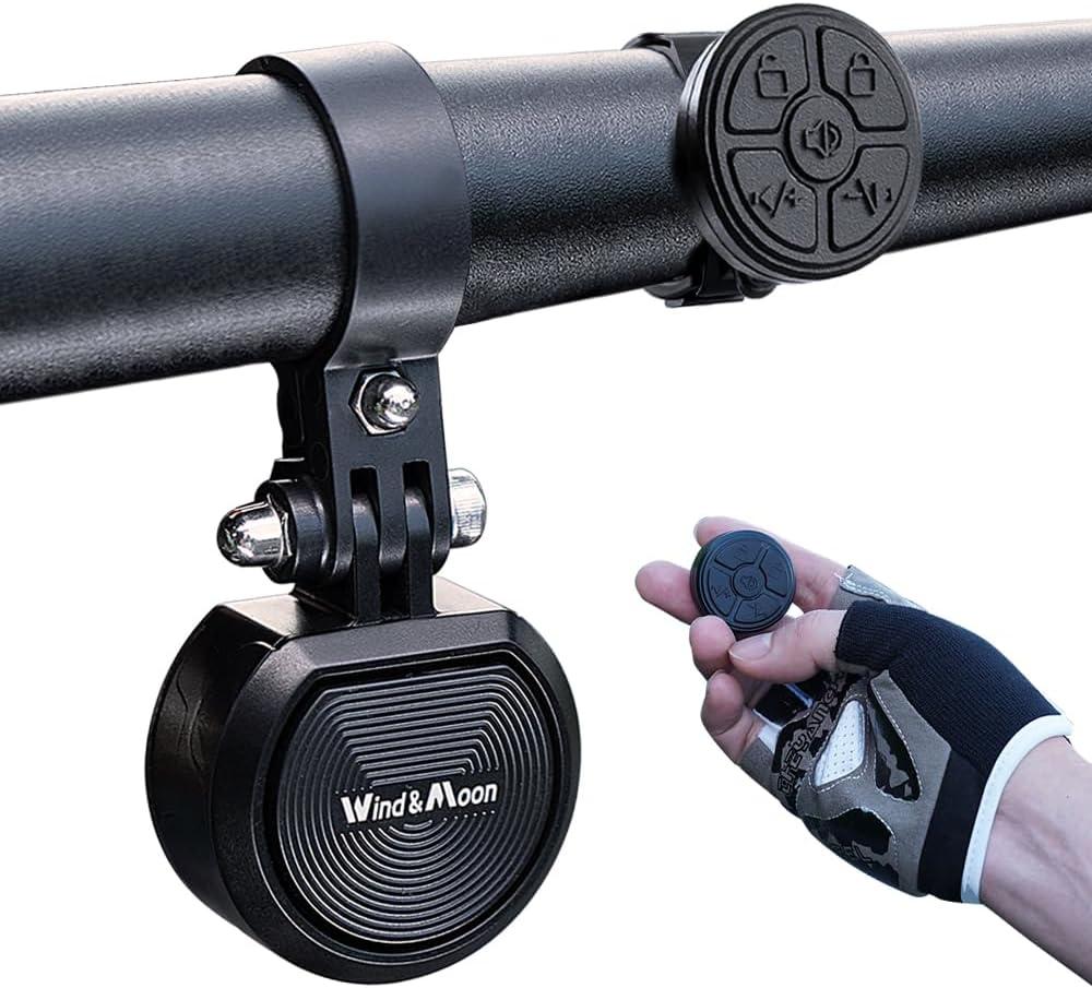 Electric Bike Horn with Remote Control Adjustable Volume Bike Alarm for Adult, Bicycle Bell with Long Battery Life,IPX6 Waterproof,for Mountain Bike/Electric Scooter