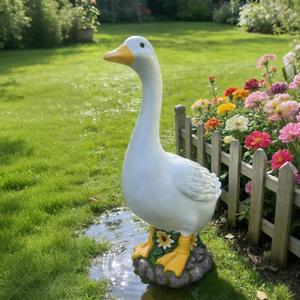 Porch Goose Statue Outdoor 20 Inch Large White Porch Goose Sculpture Dcor for Home Garden Lawn Yard Patio Entryway Accent,Cute Resin Goose Figurine Gift for Mom Grandma Women
