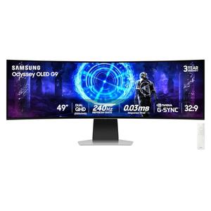 Samsung 49-Inch Odyssey G9 (G95SD) Series QD-OLED G-Sync Compatible Curved Gaming Monitor, 240Hz, 0.03ms, Dual QHD, Glare Free, FreeSync Premium Pro, Ergonomic Stand