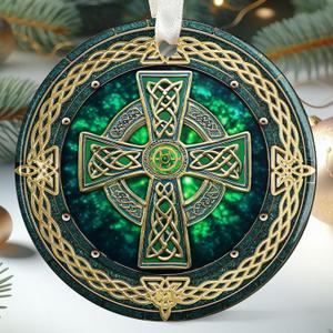 Irish Christmas Ornaments, Ireland Christmas Ornament 2025 - Ireland Notre Dame Ornament for Tree - Irish Gifts for Women, Blessing Cross Gifts - Ceramic Ornament 2025