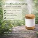 Bamboo Cool Mist Humidifier with Phone Stand, 400ml Ultrasonic Mini Humidifier, Quiet Desktop with Dual LED Night Light, USB-C Portable, Auto Shut-Off for Bedroom, Office, Travel