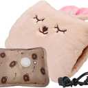 Cute Hot Water Bottle with Soft Cover Portable Rechargeable Electric Hot Water Bag for Menstrual Cramps Hot Compress Heating Pad,Plush Bunny Hand Warmer Spring Impressive Gift