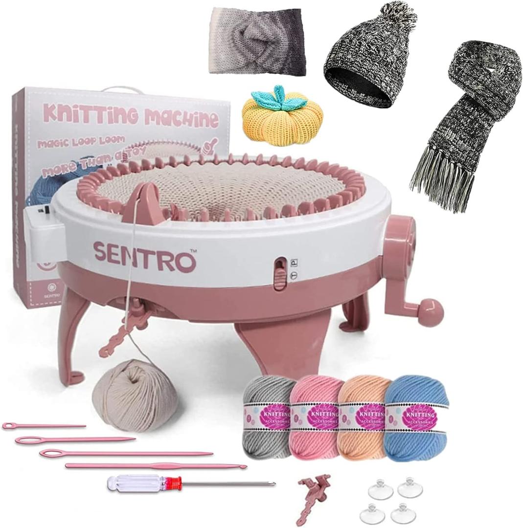 SENTRO Knitting Machine 48 Needles, Smart Weaving Loom with Row Counter, DIY Rotating Double Loom for Adults and Kids