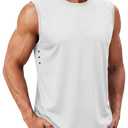 TACVASEN Sleeveless Shirts for Men Tank Tops Quick Dry Workout Muscle Shirt (White, XL)