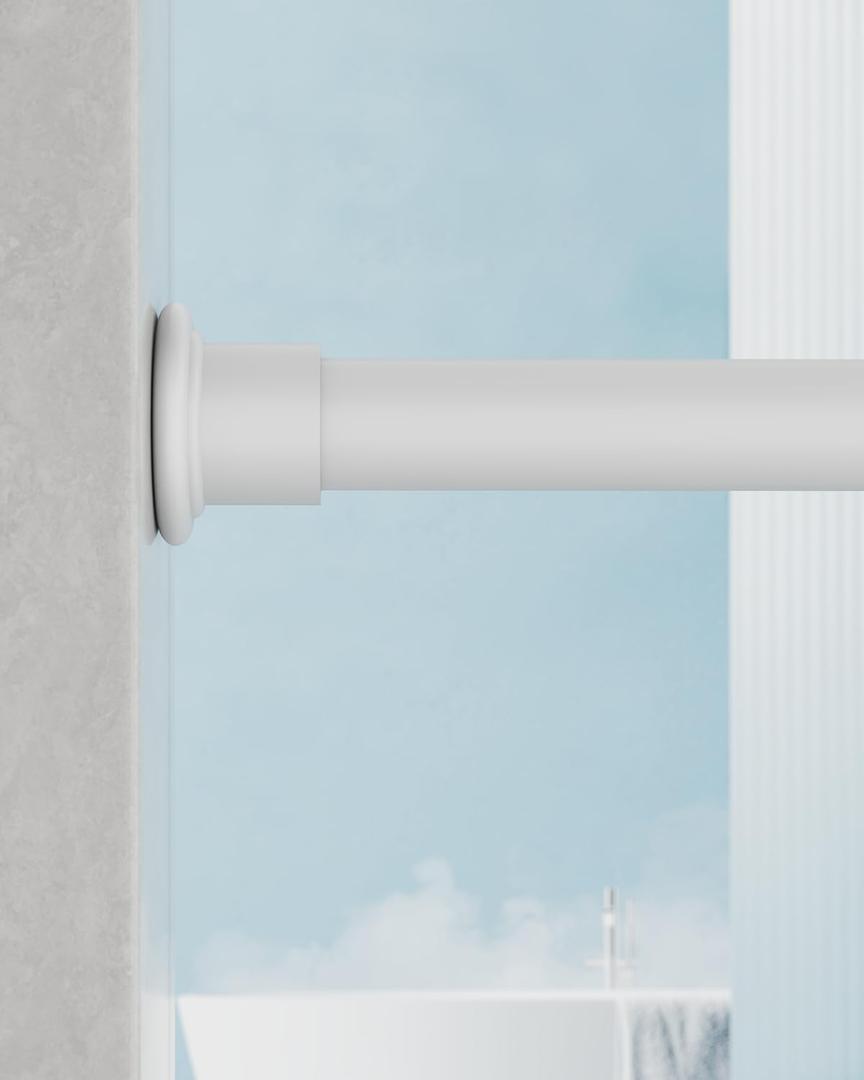 ALLZONE Shower Curtain Rod Tension No Drill, 42-83 Inches,Heavy Duty Tension Curtain Rod, Rustproof Shower Rods for Bathroom, Adjustable Spring Tension Rods for Windows,White