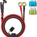 10AWG 6FT Charger Cable, SAE to O Ring Terminal Quick Disconnect Harness, 2 Pin SAE Connectors Extension Cables Cord with 15& 20A Fuse for Car, Motorcycle, Solar Panel