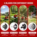 20000 RPM Electric Weed Wacker with Wheel,12 Brushless Cordless Weed Eater Battery Powered, 4-in-1 Brush Cutter/String Trimmer/Grass Trimmer/Lawn Mower,Edger Stringless Weed Trimmer,5 Blade,2 Battery