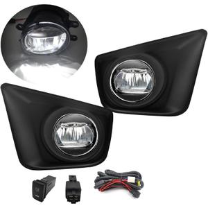 LED Fog Lights Compatible With 2012-2015 Tacoma Fog Lamps Assembly with LED Bulbs Harness and Switch Clear Lens