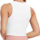 Natural Feelings Nudi Sports Bras for Women Removable Padded Yoga Tank Tops Sleeveless Fitness Workout Crop Tops (White, XL)