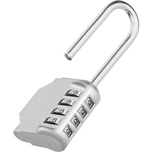 ZHEGE Combination Padlock, Long Shackle Lock with Code, 4.53" Overall Height, 2.62" Shackle Height, 4 Digit Resettable Combination Lock for Outdoor Shed, Fence Gate, Coded Padlock for Locker (Sliver)