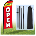 Buryeah Now Open Flag Banner for Business Advertising 7 x 5.4 ft Feather Flag Sign with Flagpole Ground Stake Portable Bag Opening Signs Banner Set for Outside Business(Yellow)