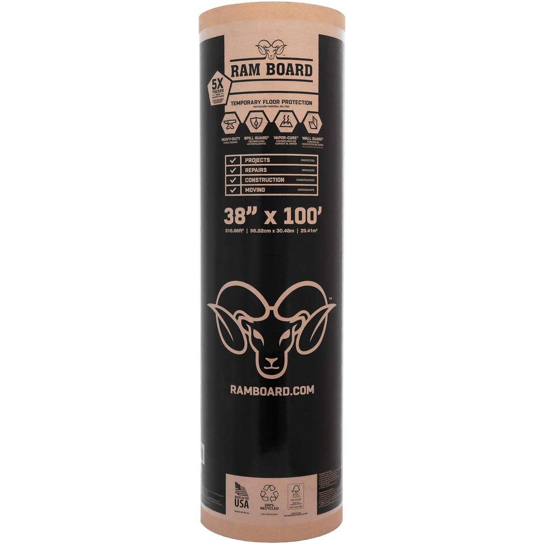 Ram Board 38 inch x 100 feet Heavy Duty Painting, Remodeling, Construction, Temporary Floor Protection (317 Sq. Ft.) - 46 RB 38-100