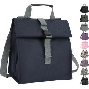 GYEUKHAM Insulated Lunch Bag for Men/Women, Roll top Reusable Lunch Box with Adjustable Shoulder Strap, Thermal Lunch Cooler Tote Container for Adults Work Office Picnic, Cyan