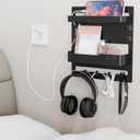 Yieach Bedside Shelf for Dorm Bed,Rv,Small Room and Nightstand,Wall Mounted Floating Shelves and Bedside Wall Organizer for Remote,Phone Holder,Charging Shelf,Cute Bedroom Decor for College Girl,Black