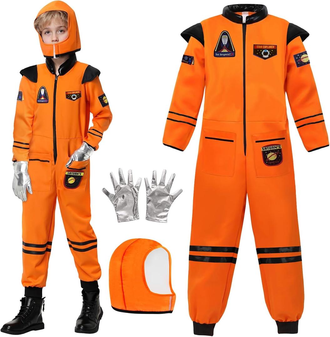 NASA Astronaut Costume for Kids: America Spacesuit Space Jumpsuit Outfit Halloween Dress Up Cosply (130(8-10 years))