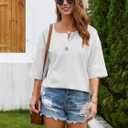 Summer Shirts for Women 2026 Short Sleeves Blouses Dressy Casual Tunic Tops (White, S)