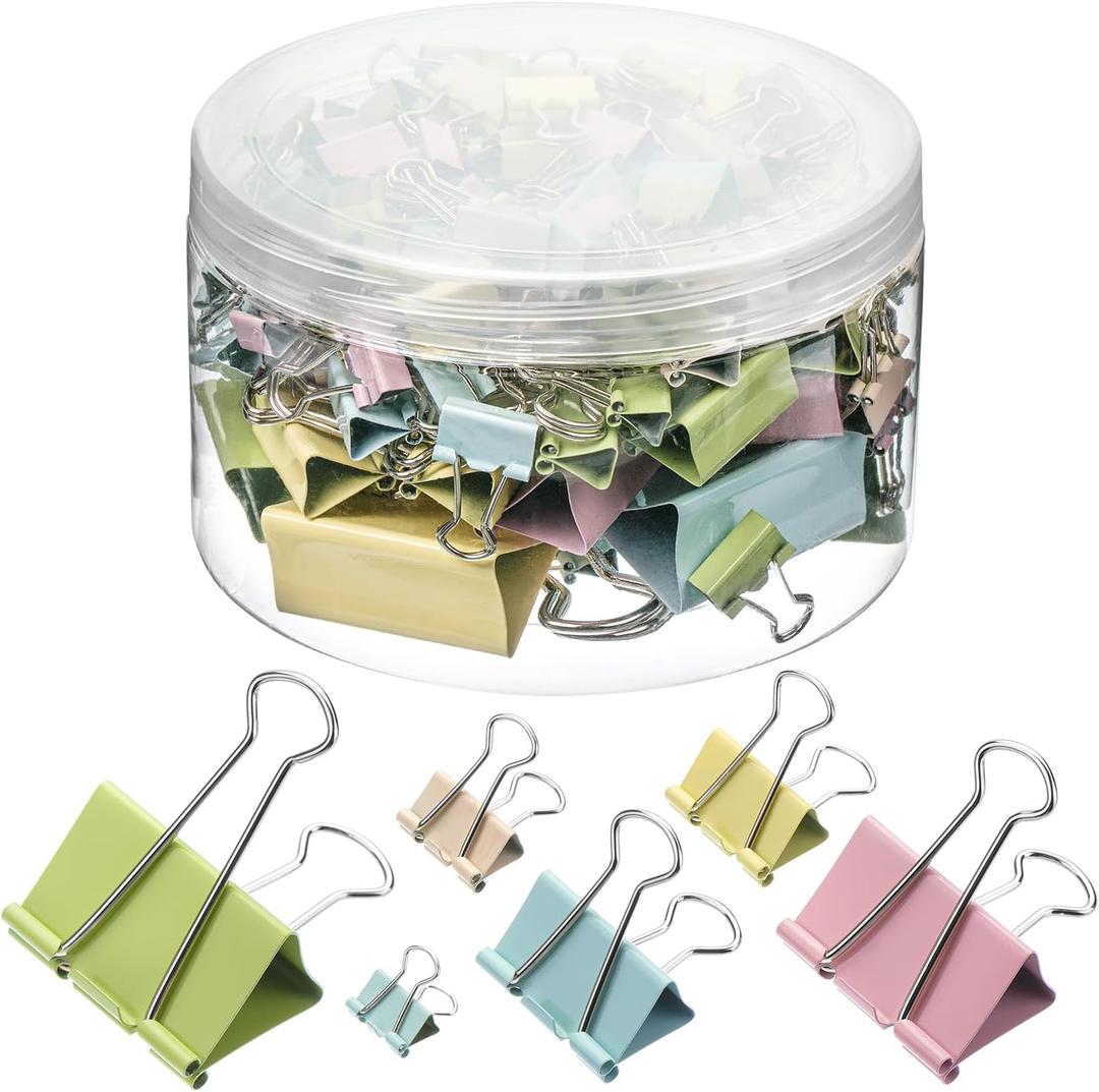 Mr. Pen- Binder Clips Assortment, 120 Pieces, Various Sizes, Colorful Office Supplies, X Large, Large, Medium, Small, Mini Paper Clamps Combination, Suitable for Office Supplies, Home, and School Use (Pastel Colors)