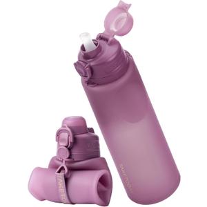 TakeToday Collapsible Water Bottles 32oz, Foldable Travel Bottle, TSA-Approved Leakproof Newly Silicone Water Bottle for Hiking, Travel, Outdoors, Purple
