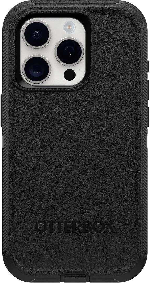 OtterBox iPhone 15 Pro (Only) Defender Series Case - Black, screenless, Rugged & Durable, with Port Protection, Includes Holster Clip Kickstand