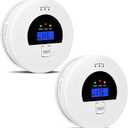 2-Pack, Smoke Alarm and Carbon Monoxide Detector, Carbon Monoxide and Smoke Detectors with LCD Display, Battery Powered, Easy to Install