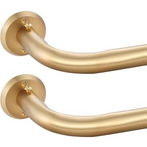 Wrap Around Curtain Rods 2 Pack for 28 to 48 Inches Windows, 1" Heavy Duty Room Darkening Drapery Rod with Sturdy Aluminum Base, Wall Mounted Ceiling Mounted Curved Curtains Rod, Brushed Gold