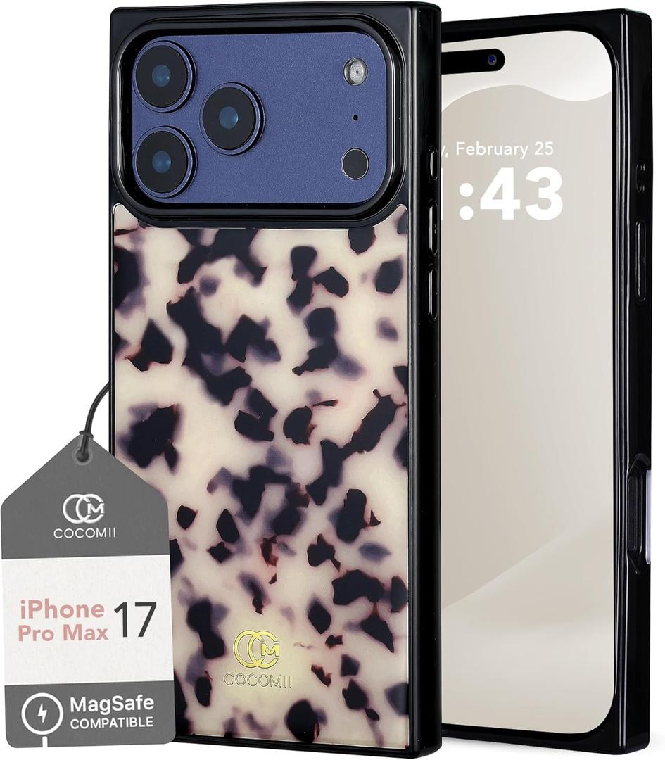 COCOMII Rectangle Case for iPhone 17 Pro Max, Compatible with MagSafe, Ivory Tortoiseshell