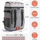 TOURIT 50 Cans Rolling Backpack, Double Deck & Dual-Bar Handle Travel Soft Cooler Bag with Wheels, 30L Space Beach Cooler Size 18"(15"+3")×13"×11",Grey
