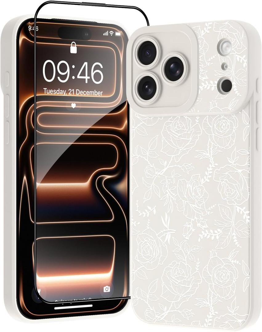 OOK for iPhone 17 Pro Case White Case Cute Flower Floral Design