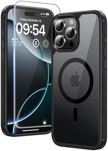 TAURI 3 in 1 for iPhone 16 Pro Case, Compatible with MagSafe [Not-Yellowing] with 2X Screen Protectors, Military-Grade Protection, Slim Magnetic Phone Case for iPhone 16 Pro 6.3", Black