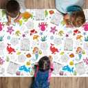 Yungyan 3 Pieces Sea Giant Coloring Poster for Kids 54 x 104 Inch Jumbo Large Coloring Tablecloths Ocean Animals Word Search Maze Tic Tac Toe Games for Under The Sea Party Supplies Classroom Crafts