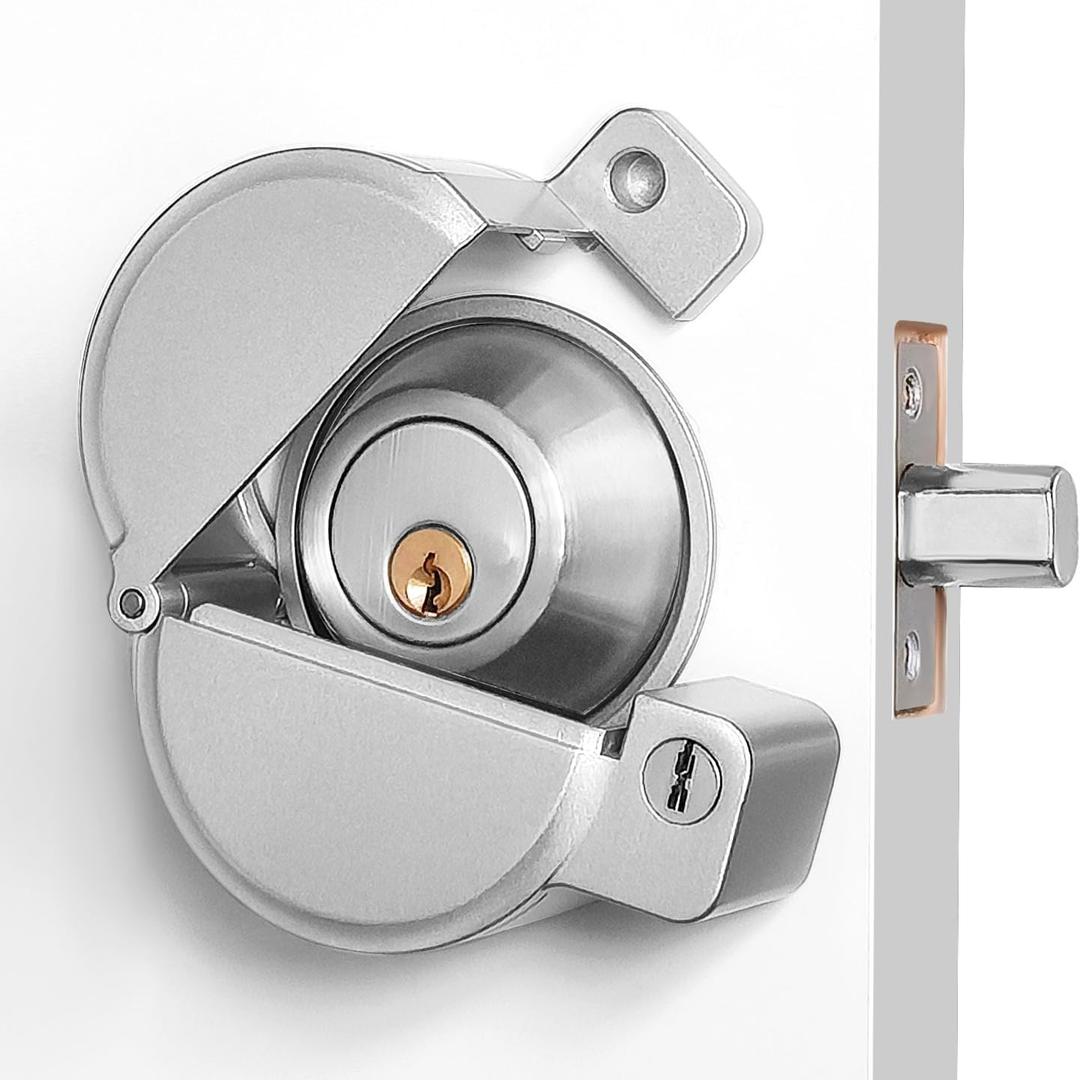 Deadbolt Security Guard with Keys, Block The Access to Keyhole/Thumb Turn, Disable Deadbolt Lock, Metal Protector Shield Lockout Device