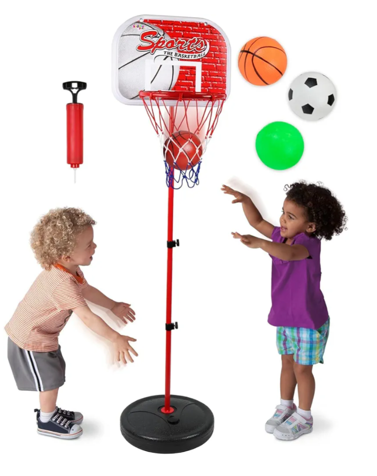 Basketball Hoop for Kids Toy Set with 3 Balls | Adjustable Height Stand 24 ft | Indoor & Outdoor Play for Toddler Boy & Girl