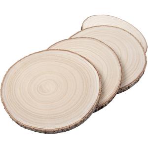 Maputune 4 Pcs 12-13 inches Large Unfinished Wood Slices for Centerpieces, Natural Rustic Wooden Plate for DIY Craft, Round Wood Chips for Table Signage Painting Wedding Party Christmas Decor
