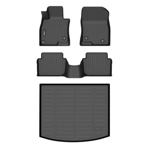 HAFIDI Floor Mats & Cargo Liner Custom for Mazda 3 2014-2018(Only Fits Hatchback Models) All Weather Protection TPE Floor Liners Front & Rear Row Full Set Accessories - Black