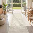 Rug Runners for Hallways Non Slip - 2x8 Runner Rug for Bedroom, Washable Runner with Rubber Backing, Soft Low-Pile Carpet for Kitchen, Laundry, Bathroom (2'x8', Beige/Ivory)