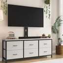 DrawXynth TV Stand with Mount, Fabric Dresser with 6 Drawers for 32/45/55/60/65/75 inch TVs, Dresser Entertainment Center, Modern Media TV Console Table