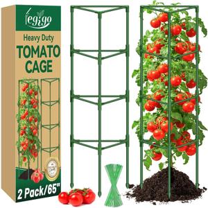 Legigo 2 Pack 65 Inch Tomato Cage for Garden, Heavy-Duty Tomato Trellis Plant Support Stakes, Adjustable Garden Trellis Plant Cage for Climbing Plants Peppers Outdoor Raised Garden Bed and Vegetables