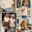 YooAurvox Girls Short Sleeve Shirts 5-14Y, Apricot, 13-14 Years (White)