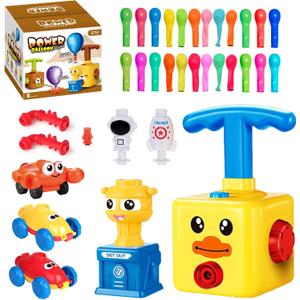 Balloon Launcher Toy Set, Balloon Powered Cars, Creative Inflatable Pump Racing Car, Scientific Experiment Intelligence Education Preschool Children's Toys (Duck)