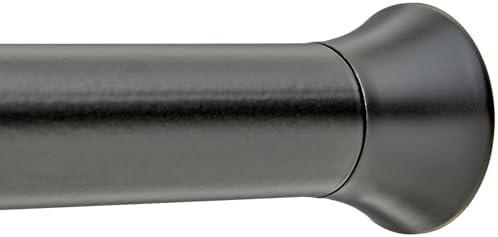 Amazon Basics No Drilling Spring Tension Curtain Rod, Adjustable 24-36" Width, Classic Finial, Black