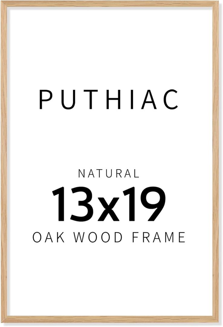 puthiac 13x19 Oak Wood Picture Frame - 13"x19" Poster Frames for Wall, 13x19 Picture Frames for Wall, 13 x 19 Picture Frames, 13 x 19 Frames for Wall(1 Pack, Beige)