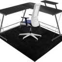 Large Office Chair Mat for Hard Floor, 63"x51" - Flannel Fabric Desk Rug, Protector for Home Office (Black)