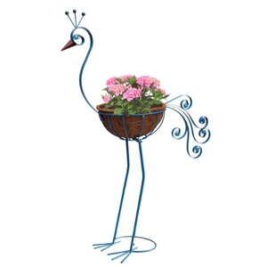 COOZZYHOUR Metal Peacock Planter with Fiber Basket Garden Bird Planters for Outdoor Indoor Lawn,Yard,Porch,Patio, Garden Decorations