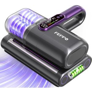FEPPO Cordless Mattress Vacuum Cleaner, 18Kpa Bed Vacuum with 253.7nm UV-C Light, Ultrasonic, Dust Sensor & LED Display, 52800 BPM Handheld Vacuums for Bed, Sofa, Couch, Crib