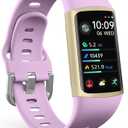 FITVII FINO 2 Slim Fitness Tracker, Smart Watch with Blood Oxygen, Sleep Monitor, 24/7 Heart Rate & Blood Pressure, IP68 Waterproof Health Activity Trackers with Calories Step Counter for Women Men (Purple)