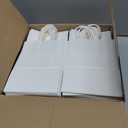 BAG BOX 100 Pack 5.9x3.1x8.25 Inch White Gift Bags with Handles,Bulk Kraft Paper Bags for Shopping, Retail, Merchandise, Wedding, Party Favors, Paper Grocery Sacks