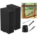 26"-100Pack Aluminum Deck Balusters Hollow Round Deck Railing Spindles Matte Coated Black for Wood and Composite Deck Indoor Outdoor