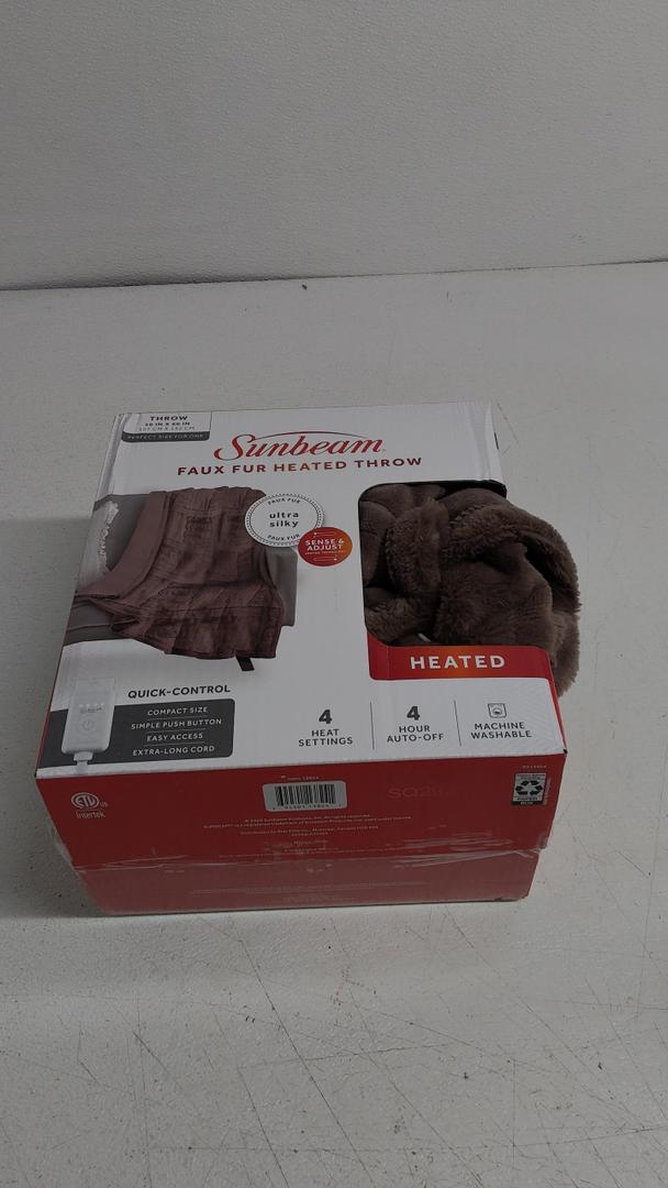 Sunbeam Royal Luxe Night Fog Heated Blanket 12-Heat Settings Auto Off Machine Washable 50x60