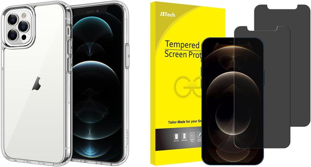 JETech for iPhone 12 Pro Max Bumper Case and Privacy Screen Protector Bundle