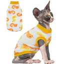 PUMYPOREITY Sphynx Cat Clothes - Stretchy Sweater, Soft Shirt, Pullover Pajamas, Turtleneck for Sphynx, Cornish Rex, Devon Rex - Yellow, XS